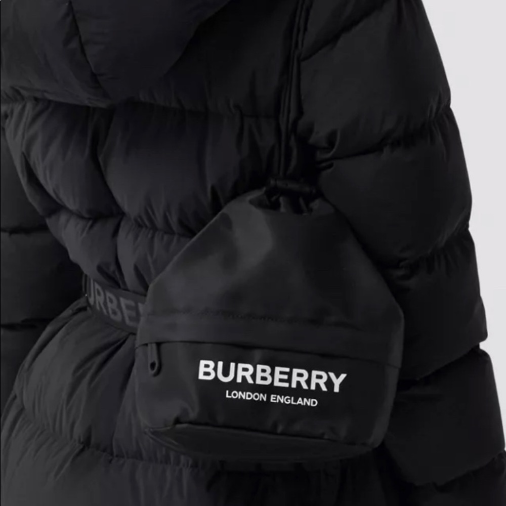 Logo Print Nylon Burberry Drawstring Pouch with dust bag
